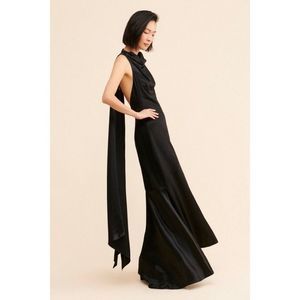 Elliatt Barcelona Maxi Dress Black Cowl Draped Gown